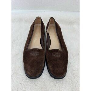 Salvatore Ferragamo Brown Suede Wedge Loafers 9.5 B